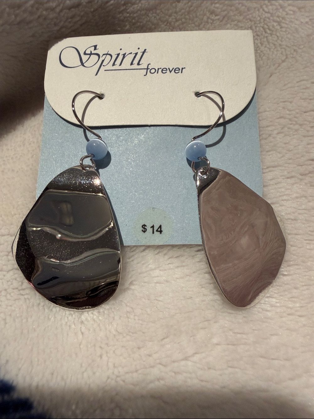 Spirit Forever Silver Teardrop Dangle Earrings with Light Blue Accent